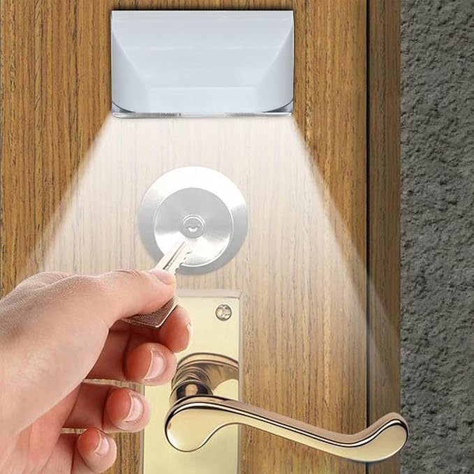 Key Light Door Light, Small Motion Sensor Light with 4 LED Bulbs, Battery Powered Night Lights for Hallway, Stairway, Kitchen, Closet, Bedroom (White)