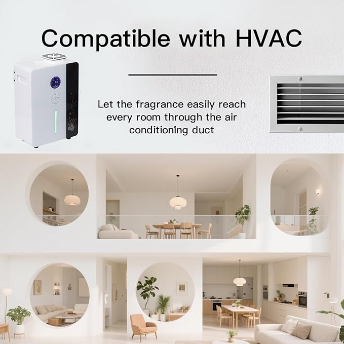 Essential Oil Diffuser HVAC Scent Machine, Waterless Diffusers Long Lasting Aroma 800ML Smart WiFi & APP & Touch Screen Control