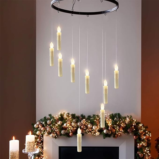 Flameless Candle LED Taper Candlesticks 4inches Battery Powered Chandelier Remote Candle Sticks LED Tapered Candles with Clips for Weddings Vigil Menorah Harry Potter,10pcs