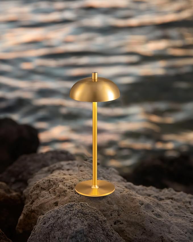 Cordless LED 12" Small Table Lamps Set of 2, Modern Portable Desk Lamp, 3 Color Dimming Rechargeable Battery Lights, for Bedroom, Outdoor, Restaurant, Bedside, Baby Night Light, Gifts (Gold)