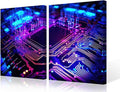 3 Pieces Circuit Board Canvas Wall Art Paintings Home Decor Semiconductor Chip Canvas Prints Picture for Living Room Modern Artwork Minimalism Posters Framed Stretched, 24" Wx16 H
