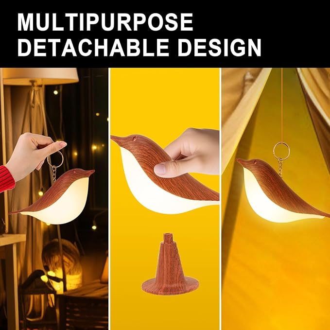 Bird Small Desk Lamp, Dimmer Kids Night Light for Bedroom, Cordless Table Lamp with 3 Color Temperature and Touch Sensor, Rechargeable Bedside lamp, Hummingbird Lamp