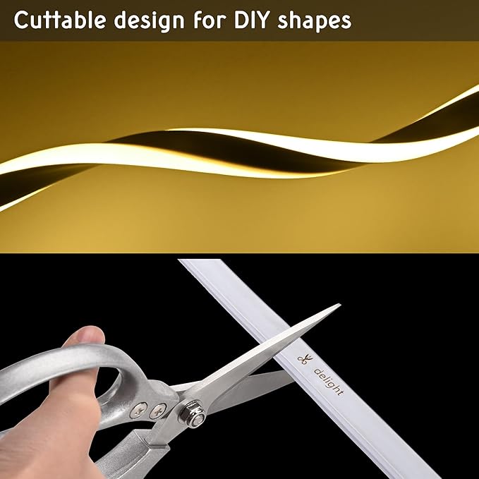 DELight AC 110-120V Waterproof IP65 Cozy 2700K Warm White 100ft Railing Neon Rope Lights with U Channel Remote Control Dimmable Cuttable Flexible LED Strip Lights Outdoor Patio Retro Vibe DEL-D1M100W
