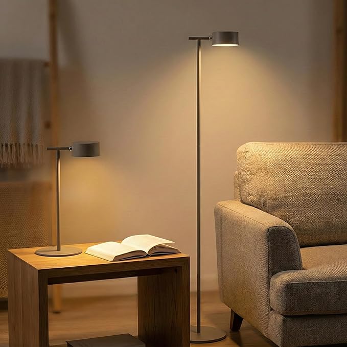 4-in-1 LED Floor Lamp with Detachable Magnetic Head - Adjustable Height Standing Lamp & Table Lamp, Portable Night Light for Bedroom, Reading, Nursing, Non-Disturbing Sleep Aid(Taupe)