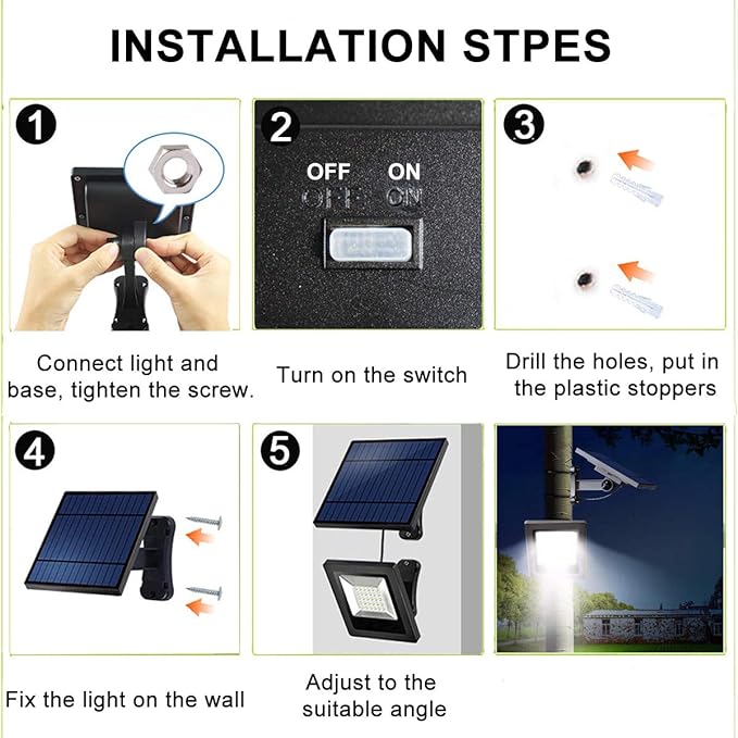 Solar Powered Lights Outdoor, Bright White Light IP65 Waterproof Auto Dusk to Dawn 350° Adjustable Solar Security Flood Lights for Barn, Garden, Garage, Pathway, Yard, Patio, Lawn, Balcony