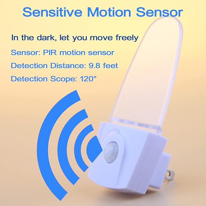 Motion Sensor Night Light 2 Pack, 0.5W Plug in Motion Activated LED Night Lights, Automatic Motion Detector Night Lights for Kids Room, Bedroom, Bathroom, Stair, Toilet, Corridor (Blue)