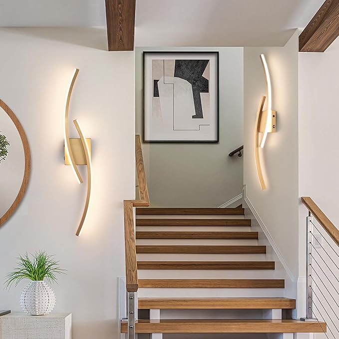 Battery Operated Wall Sconce,Gold Wall Sconces with Remote Control,3000K-6000K Modern LED Wireless Wall Light for Living Room, Hallway, Bedroom, 39.3 Inch