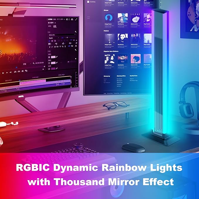 RGBW LED Light Strip, Music Sync RGB IC LED Lights Bars, USB Powered Ambient Lighting, Remote Control Color Changing Gaming TV Backlight for Room PC Gaming Monitor Desk(RGB Light Bar)