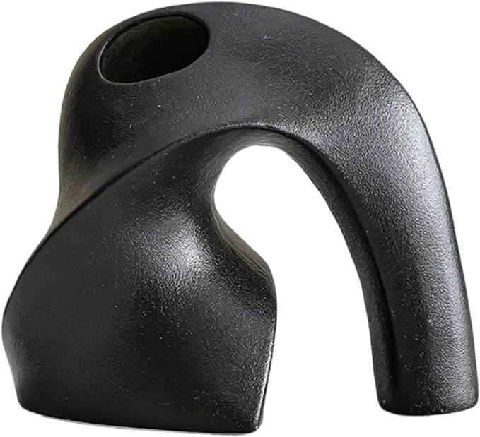 Nordic Style Ceramic Vase Set, Luxury Artistic Flower Arrangement for TV Cabinet and Entryway, Modern Minimalist Home Decor Accents(Type A Black)
