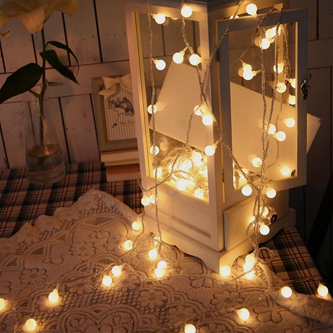 USB & Battery Operated Globe String Lights, 19.6 ft 40 LED Lighted Fairy Aesthetic Frosted Ball Bubble Light for Apartment Balcony Bedroom Dorm Classroom Indoor Outdoor Decir, Warm White