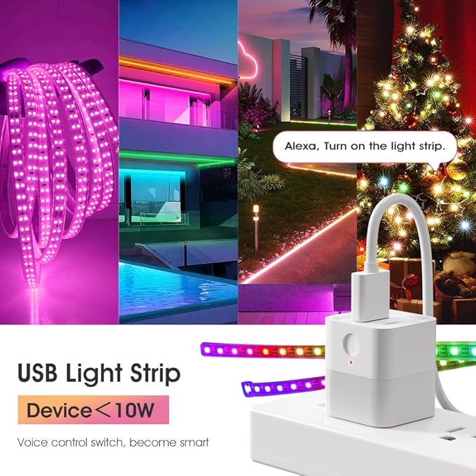 WiFi Smart USB Adapter, Mini Remote Control Switch with Tuya App, DC 5-12V Power Control, Compatible with Alexa and Google Home, White