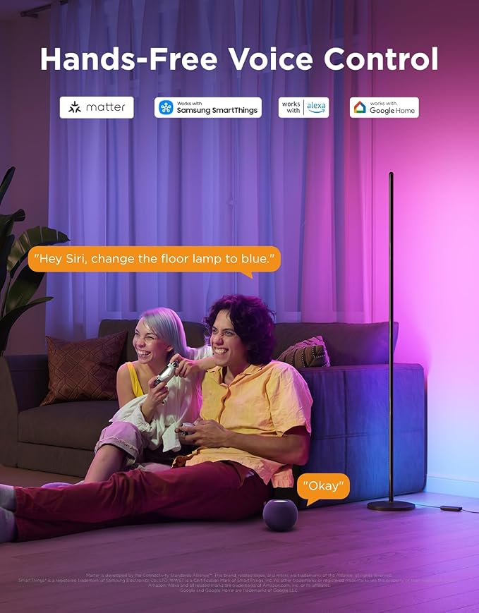 Govee RGBIC Lamp, Smart Lamp Compatible with Matter and Alexa, Modern Lamp with Music Sync and Million DIY Colors