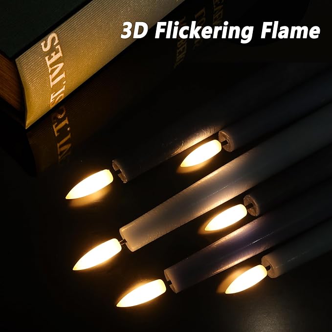 Blue Flameless Taper Candles, 9.6" Real Wax Battery Operated Candles with Remote, 3 Pack Flickering, Gradient Candlesticks, Fake Candle for Home, Wedding, Party Decor