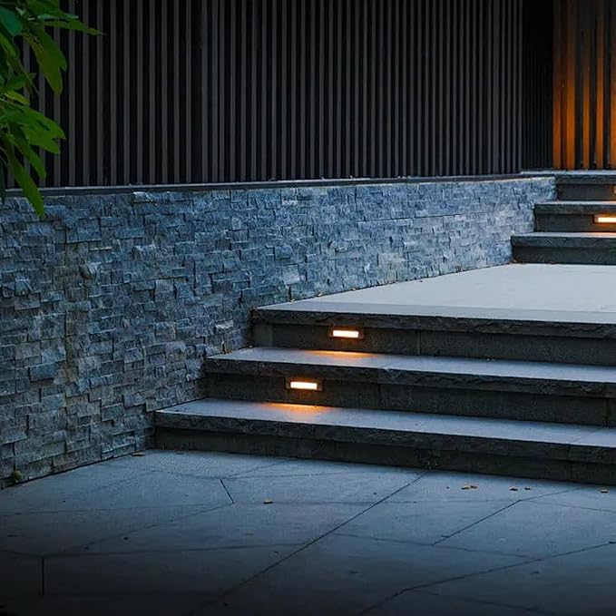 Low Voltage Step Lights 8PK Landscape Lighting Stair Lights 3000K Warm White 2W Outdoor Lights Warm White Light Aluminum Housing Stairway Deck Light with Connector