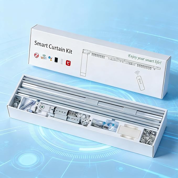 Smart Curtains, Universal Electric Curtain Accessories Installation Kit, Aluminum Alloy Thickened Silent Track 88.6''(2.2m), Including a Complete Set of Accessories, Excluding Curtain Motor