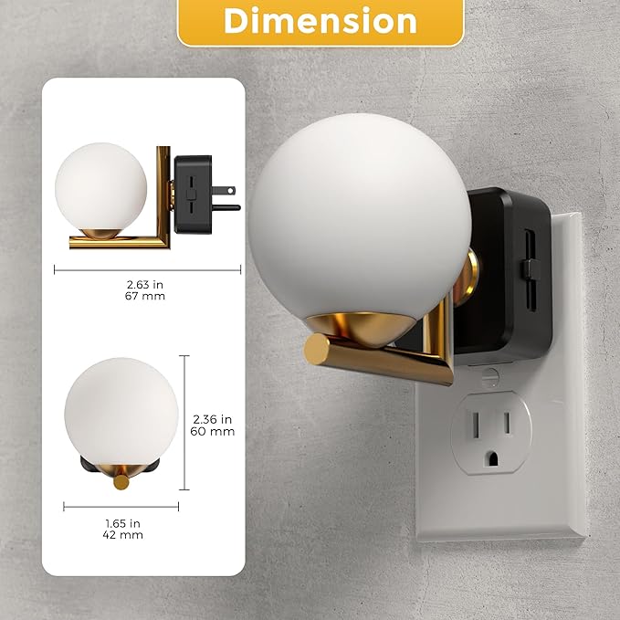 L LOHAS LED Night Lights Plug Into Wall, Dusk to Dawn Sensor, Soft White 3000K Nightlight, 0-100LM Adjustable Brightness, Plug in Night Light for Bathroom, Hallway, Bedroom, Stairway