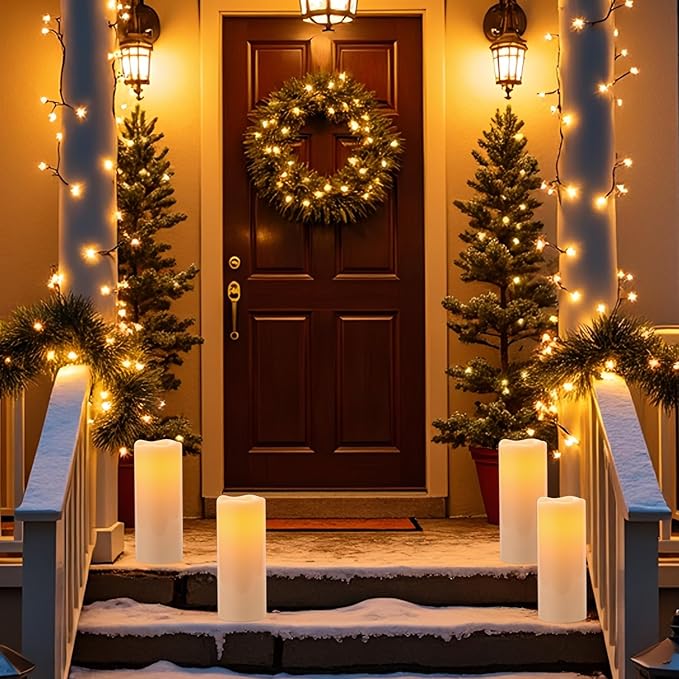 Outdoor Candles Waterproof with Remote Timer, 10” x 4” Large Battery Operated Candles, LED Pillar Flameless Outdoor Candle for Lartern Porch Patio Gardern Decor (Set of 2)