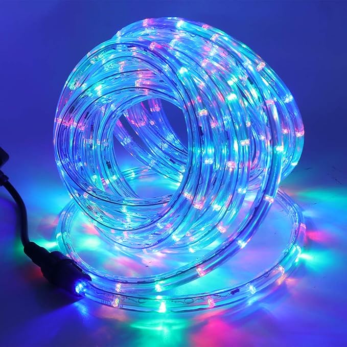 23ft 2-Wire Waterproof LED Rope Light Kit,110V-120V PVC 30 LED/M Tube Lights Strip for Background, Outdoor, Christmas, Home Decoration(Multi-Color)