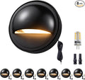 Gardenreet Low Voltage Deck Lights - Landscape Solid Brass LED Step Lights Outdoor, 12V Hardwired IP65 Waterproof, Round Black for Fence Wall Stair with 3000K Soft White 3W 270LM G4 Bulb 8 Pack