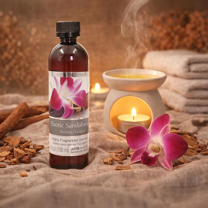 Hosley's Set of 2, 5 oz Exotic Sandalwood Fragrance Warming Oils. Ideal Gift for Weddings, spa, Reiki, Meditation, Bathroom Settings. P1