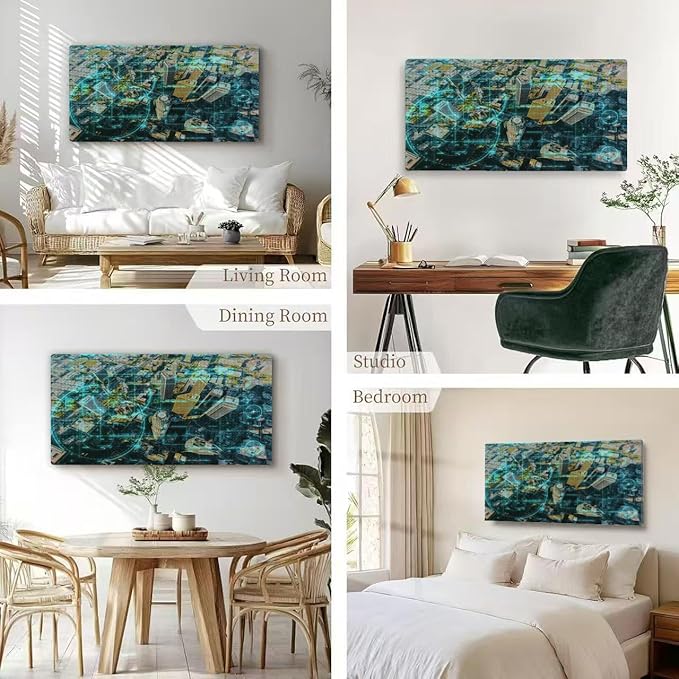 Wibinuki Wall Art Wall Decor Wall Paintings Aerial view of a Downtown LA for Living Room Bedroom Bathroom Home Decor Can Be Hung Directly 20"x 40"