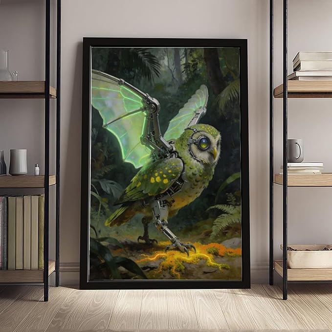 Framed Cyber Fantasy Wall Art for Living Room And Home Office Modern Sci Fi Nature Inspired Decor 20x30in