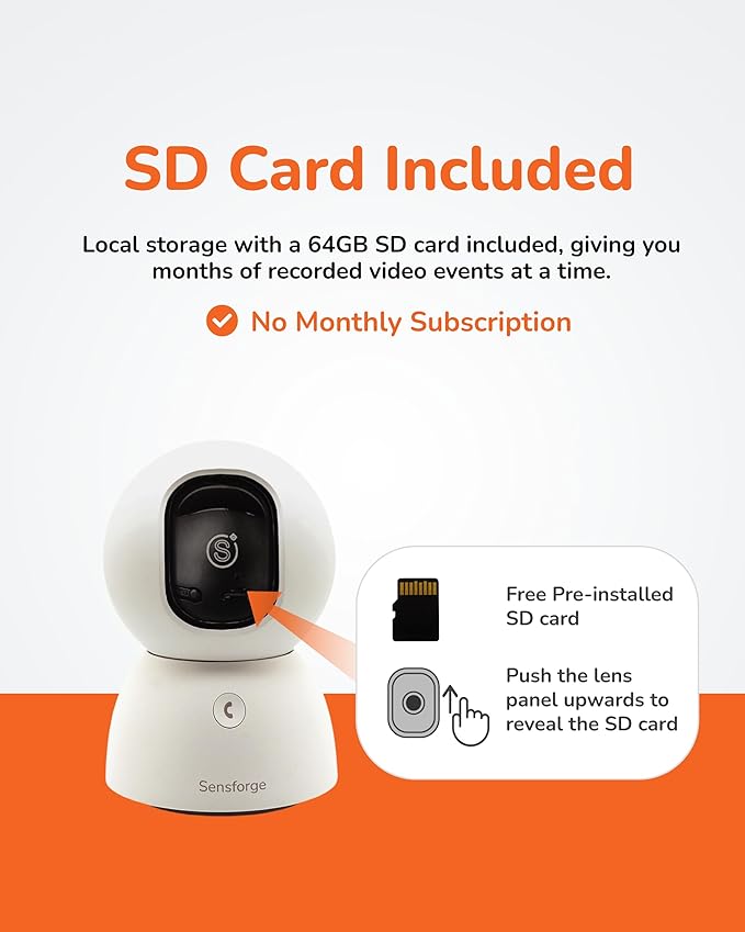 SensForge 2.5K Pan-Tilt Security Camera, 360° Dual-Band WiFi Camera for Home, Free AI Human & Pet Detection, 2-Day Cloud + 64GB SD Storage, Two-Way Talk, Optional AI + Storage Upgrade (2, White)