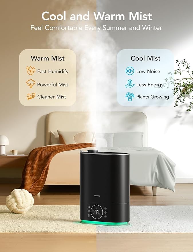 Generic Smart Humidifier Max: 7L Warm/Cool Mist, WiFi Enabled, Top Fill, 70H Runtime, Large Rooms up to 800sq.ft, Alexa/App Control, Standard, Black