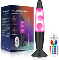17 LED Colors Changing Magma Motion Lamp, 16" Black Liquid Light for Living Room Office Bedroom, Remote Night Light for Kids Adults, Bedside Table Lamp for Christmas Valentine's Day Gift (Pink Wax)