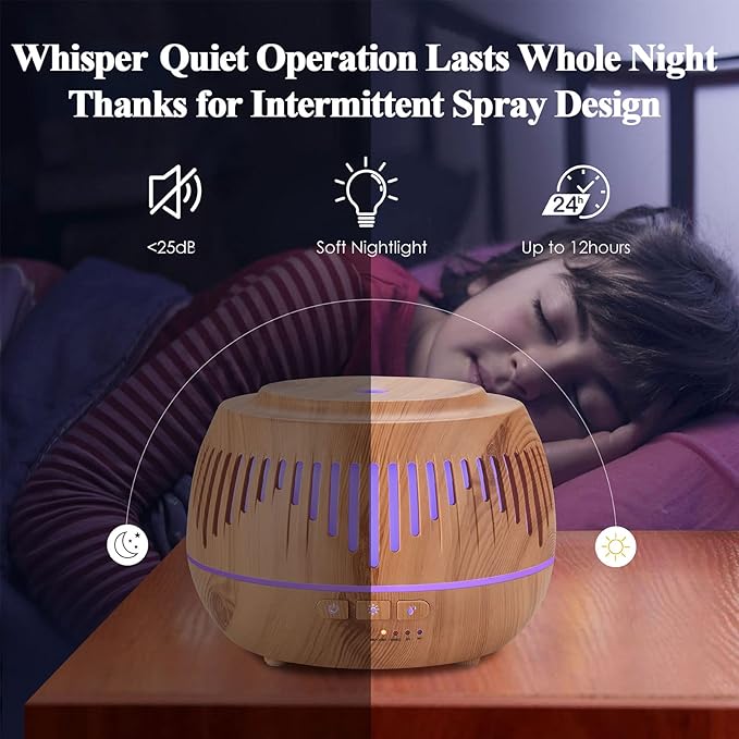 Humidifiers for Bedroom Large Room Home Baby Kids Whole House Hotel Office Desk Plant,500ml Cute Aromatherapy Portable Ultrasonic Cool Mist Humidifier with Essential Oil Diffuser Light Remote