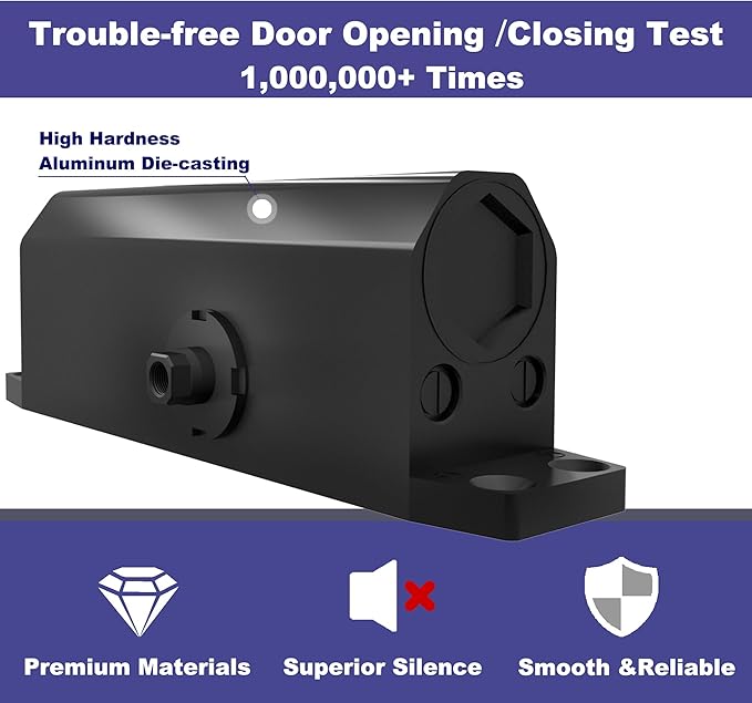 Jayseon Automatic Door Closers Commercial Door Closer for Home, Hydraulic Auto Closers Silent for Residential or Light Commercial, Aluminum Black