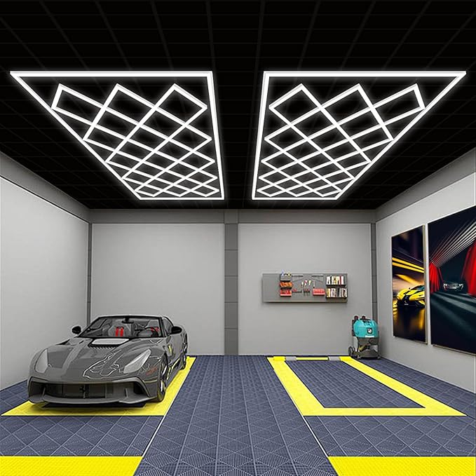 Large Hexagon Garage Lights 23 Hex Ultra-Bright Led Lights New Updated Diamond Commercial Lighting for Garage Car Detailing Barber Shop Gym Warehouses Basement.