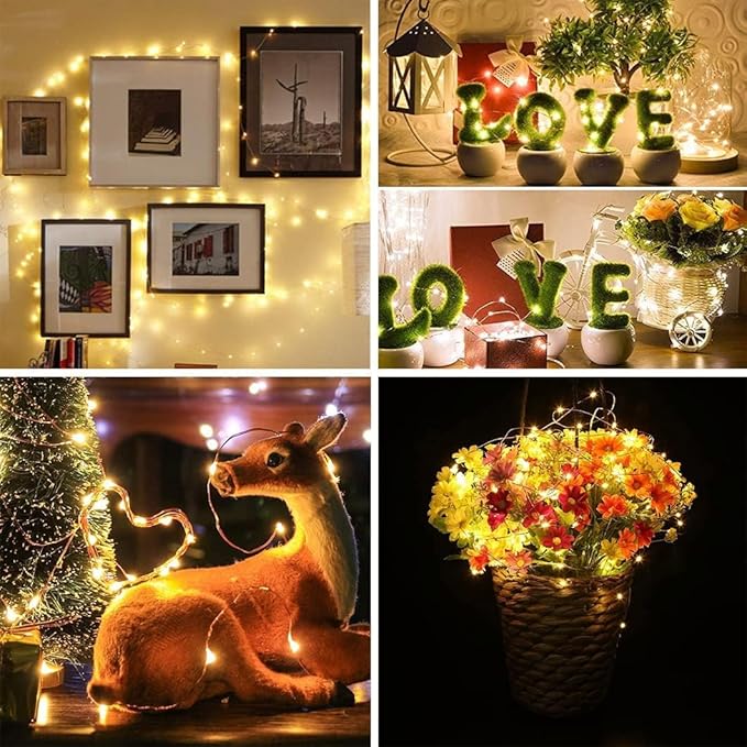 24 Pack Fairy Lights Battery Operated String Lights，7FT 20LED Waterproof Silver Wire Christmas Lights Outdoor,Firefly Mini Lights for Bedroom Party Birthday Wedding Indoor Decorations.