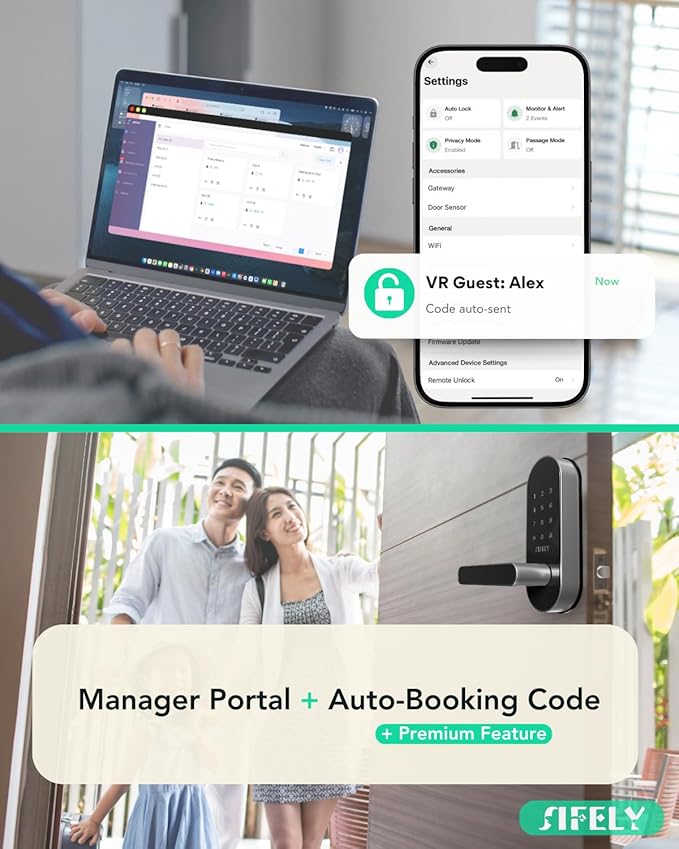 Keyless Entry Keypad Smart Door Lock with Handle & Knob – Digital Deadbolt for Front, Bedroom, Office & Interior Doors, App Control for Airbnb, Guests & Kids, Easy DIY Install (No Fingerprint)