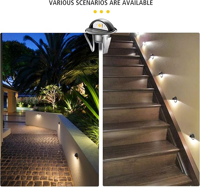 LED Stair Light Low Voltage Waterproof IP65 Outdoor 1-2/5" Recessed Wood LED Deck Lighting Yard Garden Patio Step Landscape Pathway Decor Lamp(1pcs,Warm White)