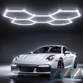 HYPERLITE Gen 2 Hexagon Garage LED Light, Upgraded 3 Level Dimmable 168W 16800LM Super Bright Garage Detailing Lights, 5 Grids Hex Shop Light, Hexagon LED Lights for Basement, Car Wash, Gym, Shop