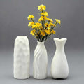 White Ceramic Vase Set Home Decor – Farmhouse & Boho Decorative Vase Set for Kitchen, Living Room, Bedroom, Office, Bookshelf Decor, Bathroom, Centerpiece Table Decor
