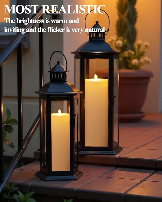 4"x8" Outdoor Waterproof Flameless Candles with Remote and Timers, LED Candles, Battery Operated Candles, Electric Fake Pillar Candles for Patio Porch, and Lanterns Decor (Ivory, Plastic)