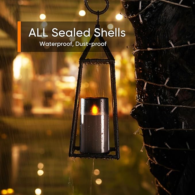 Homemory Flameless Candles Set of 3, Grey Acrylic LED Candles Upgraded Realistic Battery Operated Flames with Remote & Timer, Waterproof for Indoor,Outdoor Decor, Halloween & Christmas Lanterns