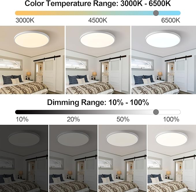Smart Ceiling Light with Remote Control - 12Inch 30W Flush Mount Ceiling Light, RGB Color Changing Ambient Light for Bedroom, Kitchen, Dining Room, Basements