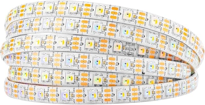 BTF-LIGHTING RGBW RGB+Cool White SK6812 (Similar WS2812B) 4 Colors in 1 LED Strip Individually Addressable 16.4ft 60Pixel/m 300LED Light Dream Color IP65 DC5V White PCB (No Adapter or Controller)