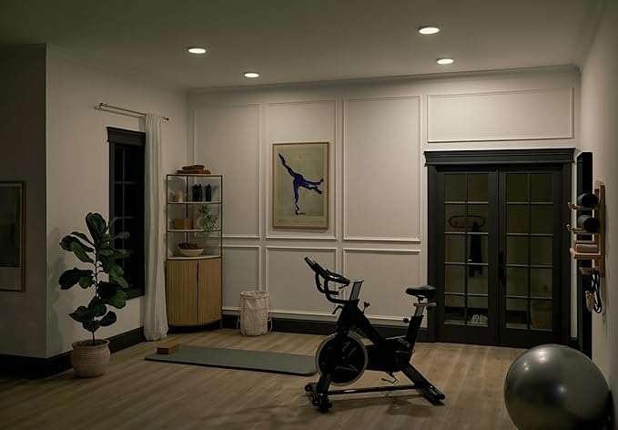 KICHLER Ara 7.01" Modern Minimal Round LED Downlight in White, for Wet Indoor Locations, Supplemental Lighting, Integrated LED, Edge-Lit Technology, 950 Lumens, Dimmable to 10%, 53007WH30
