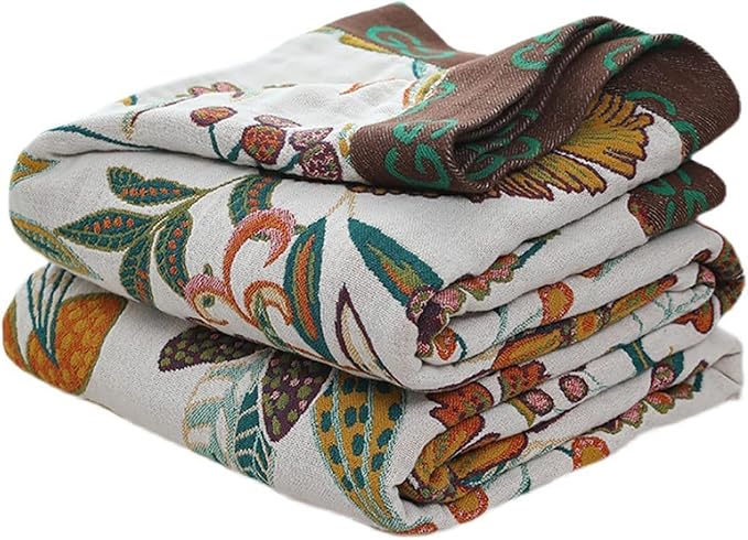 Cotton Throw Bed Blanket 90''x98'', Soft Lightweight Breathable Muslin Blanket for Couch, Bed, Travel, Picnics, All Season Gauze Blanket, Home Decor