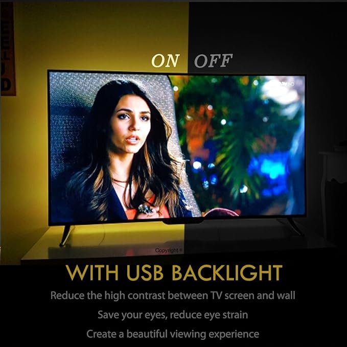 LED Strip Lights for 85-95 inches TV-USB Powered TV Backlight Lights Kit with RF Remote Cover All 4/4 Sides Behind TV Lights Movies Game Decor Mood Lighting
