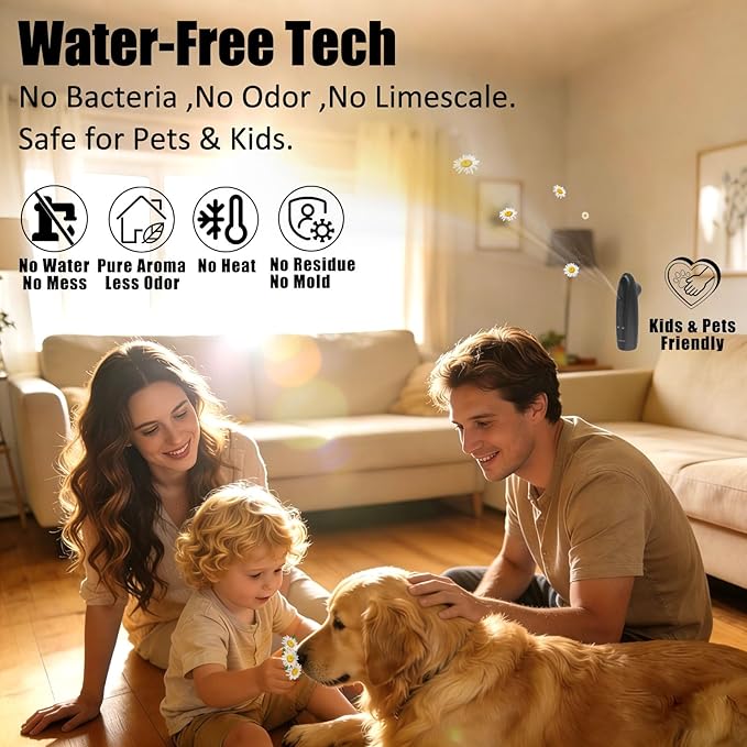Plug-in Waterless Essential Oil Diffuser Smart App Bluetooth Scent Machine, Hotel Collection Cold Air Nebulizing Diffuser, Black