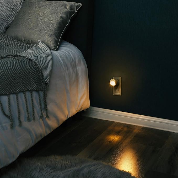 DEWENWILS Plug in Night Lights into Wall, Dusk to Dawn Sensor, 360° Rotating LED Nightlights for Kids, Adults, Bedroom, Hallway, Bathroom, Stairways, Warm Light, UL Listed, 4 Pack