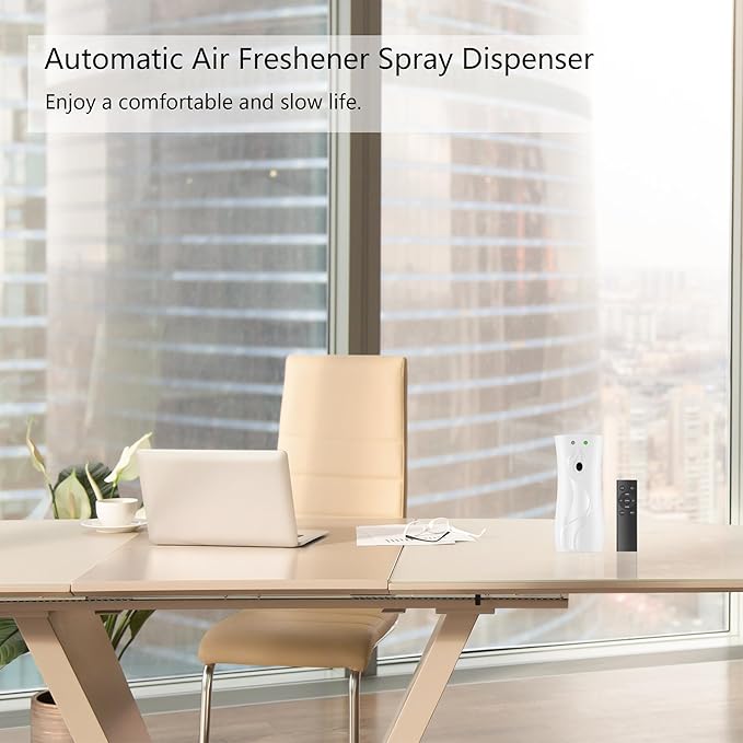 4 Pack Automatic Air Freshener Dispenser with Remote Control – Wall Mounted or Free Standing Battery Operated Scent Spray Dispenser for Home, Office, Bathroom (WHITE, Standard)