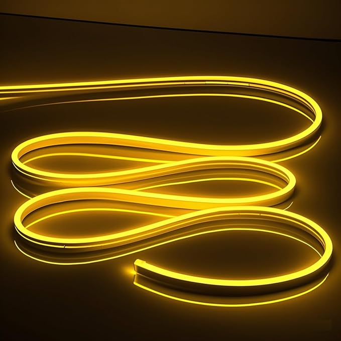 Neon Light Strip 16.4FT/5M- Bright, Non-Glaring & Waterproof Neon Rope Lights for Indoor & Outdoor Decor,【No Power Adapter】 Yellow,neon led Strip Lights