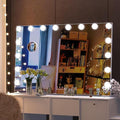 BEAUTME Large Vanity Mirror with Lights, 35.9''×24.3'' Makeup Mirror, Light up Mirror with 16 Dimmable LED Lights and 10X Magnification, 3 Colors Lights Modes, Touch Control, White