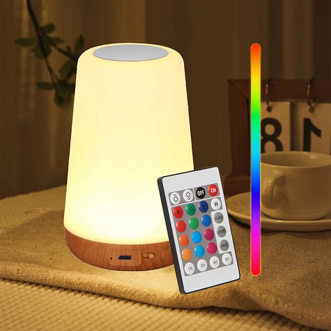 Small Night Light, LED Bedside Touch Desk Light, Portable Desk Edge Light with 13 RGB Colors, Night Light for Bedroom/Nursery/Bathroom/Hallway/Outdoor/Living Room